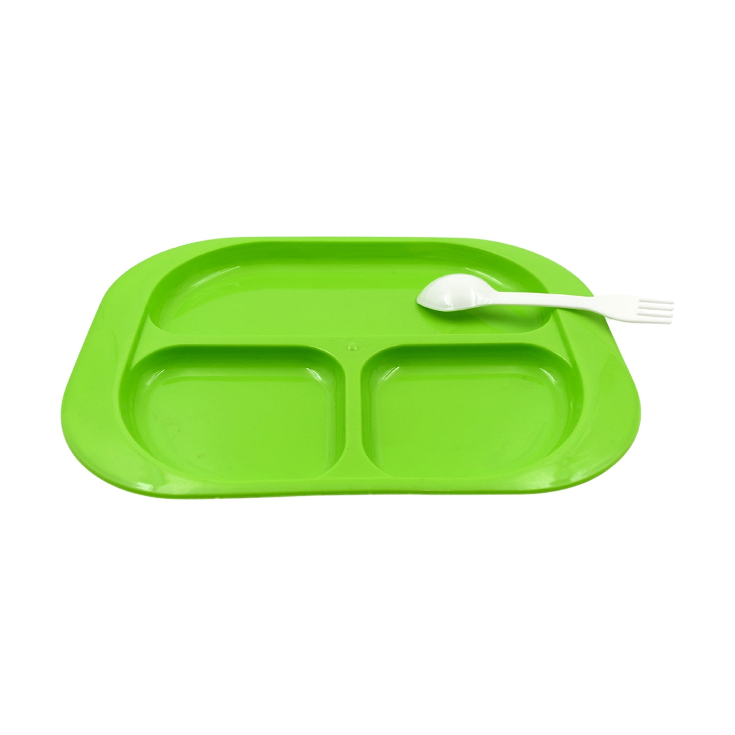 5554 Plastic Food Plates Biodegradable 3 Compartment Square Plate With Spoon For Food Snacks Nuts Desserts Plates For Kids Reusable Plates For Outdoor Camping Bpa-free (1 Pc)