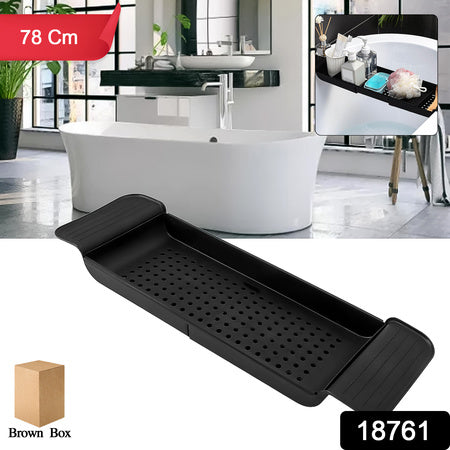 Retractable Bath Caddy Retractable Bathtub (78 Cm Long Adjust 1 Pc With Brown Box)