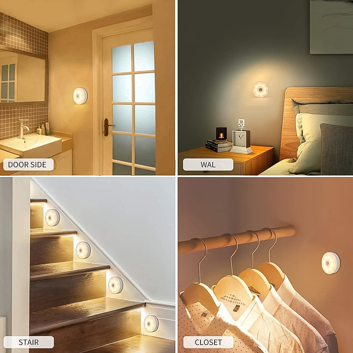 8 Led Night Lights With Usb Charging Double-sided Adhesive Pads(1 Pc)