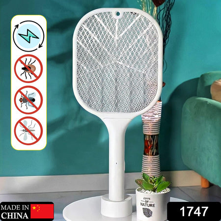 1747 Mosquito Killer Racket Rechargeable Automatic Electric Fly Swatter Mosquito Zapper Racket With Uv Light Lamp Mosquito Swatter With Usb Charging Base Electric Insect Killer Racket Machine Bat