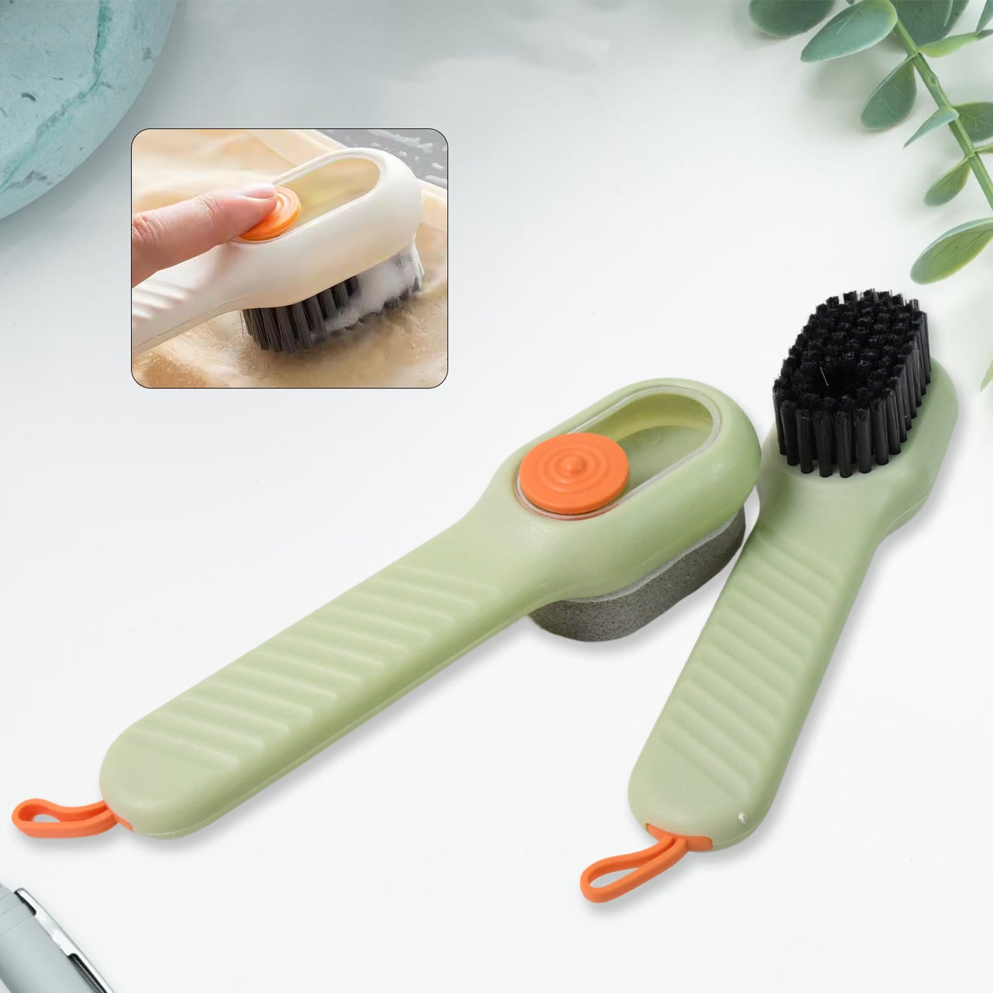 Multifunctional Scrubbing Brush With Liquid Soap Dispenser (2 Pc Set)