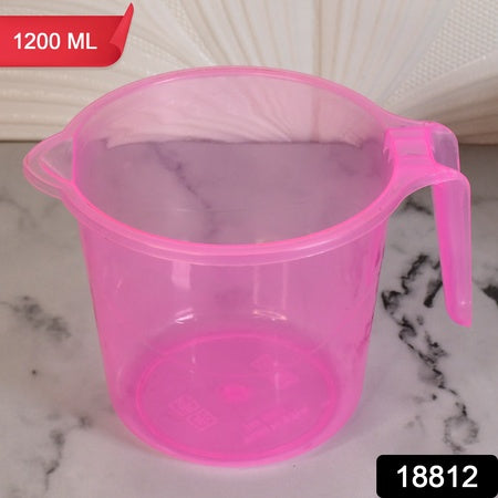 Plastic Round Transparent Bath Water Mug (1 Pc 1200 Ml Mix Color)