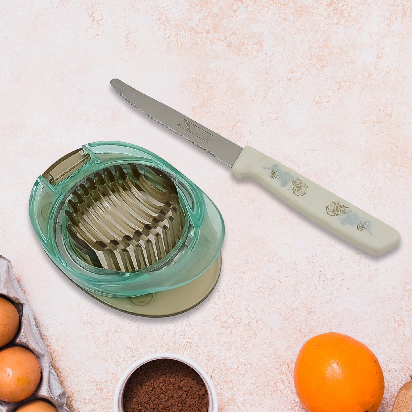 Stainless Steel Egg Slicer Knife (2 Pc Set)