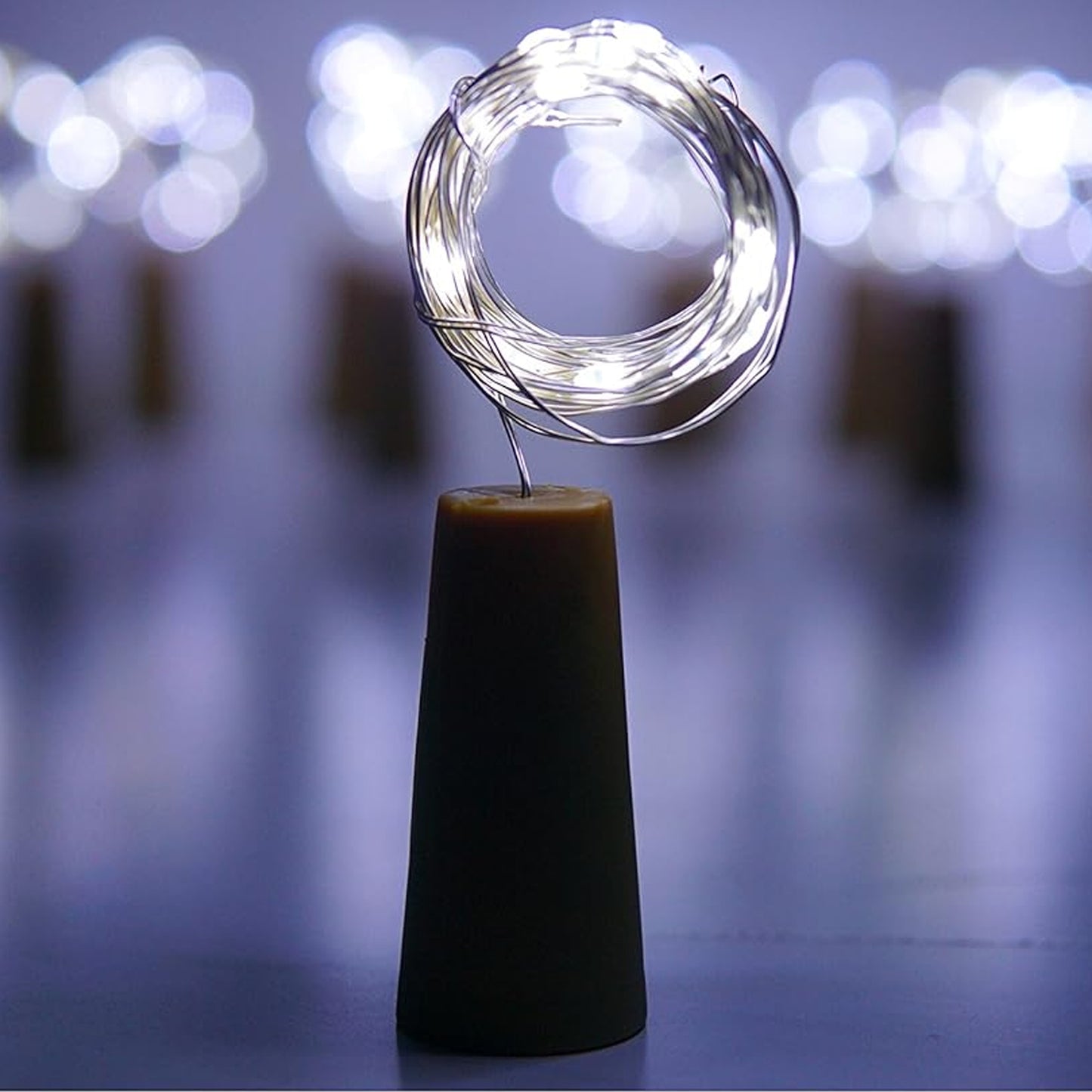 Wine Bottle Cork String Light Multi Led 2m Cable Length Copper Wire Battery Operated (White 1 Pc)