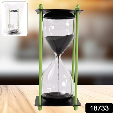 Glass Stainless Steel Decorative Sand Timer 19 Cm (1 Pc)