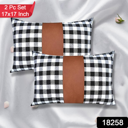 Pillow Covers Leather Cotton Cushion Covers (17 17 Inch 1 Pair 2 Pc)