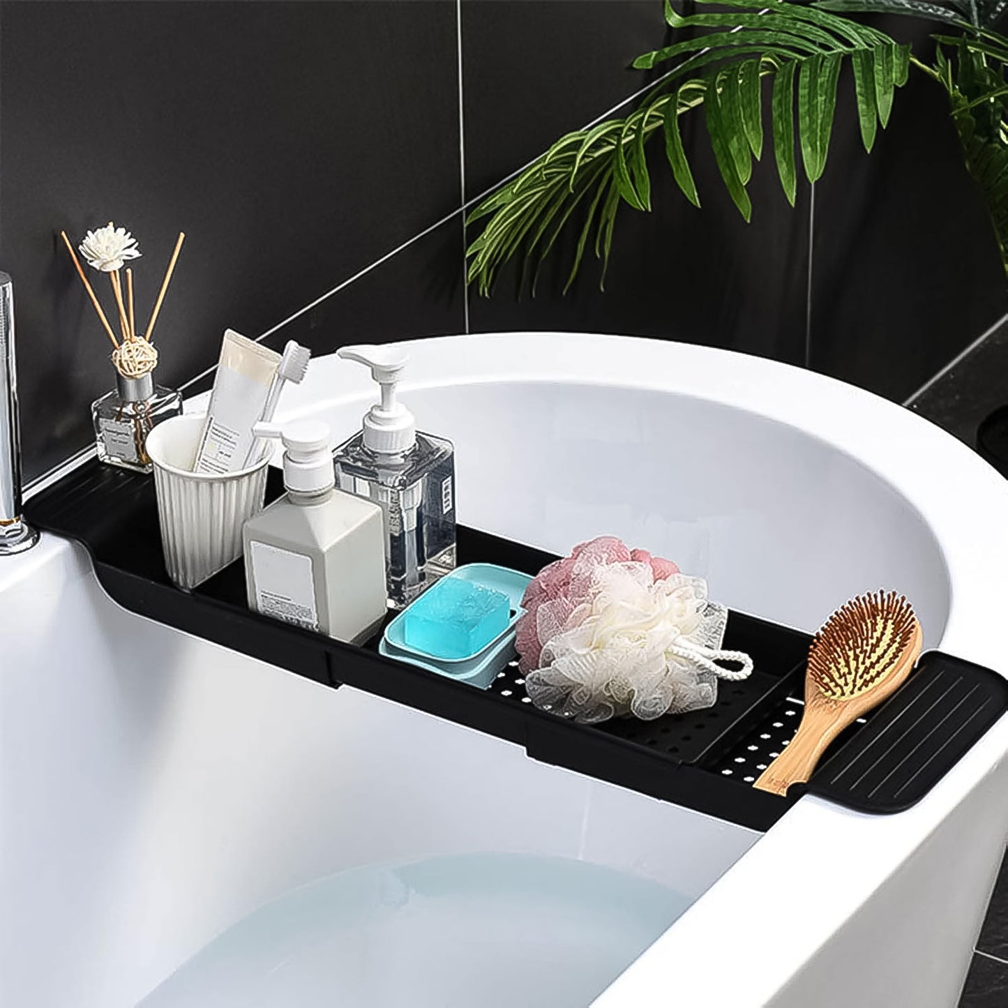 Retractable Bath Caddy Retractable Bathtub (78 Cm Long Adjust 1 Pc With Brown Box)