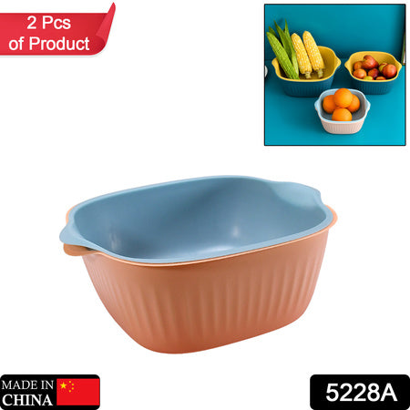 5228a Kitchen Bowl Plastic Washing Bowl And Strainer Drainer Basket For Home Kitchen Use