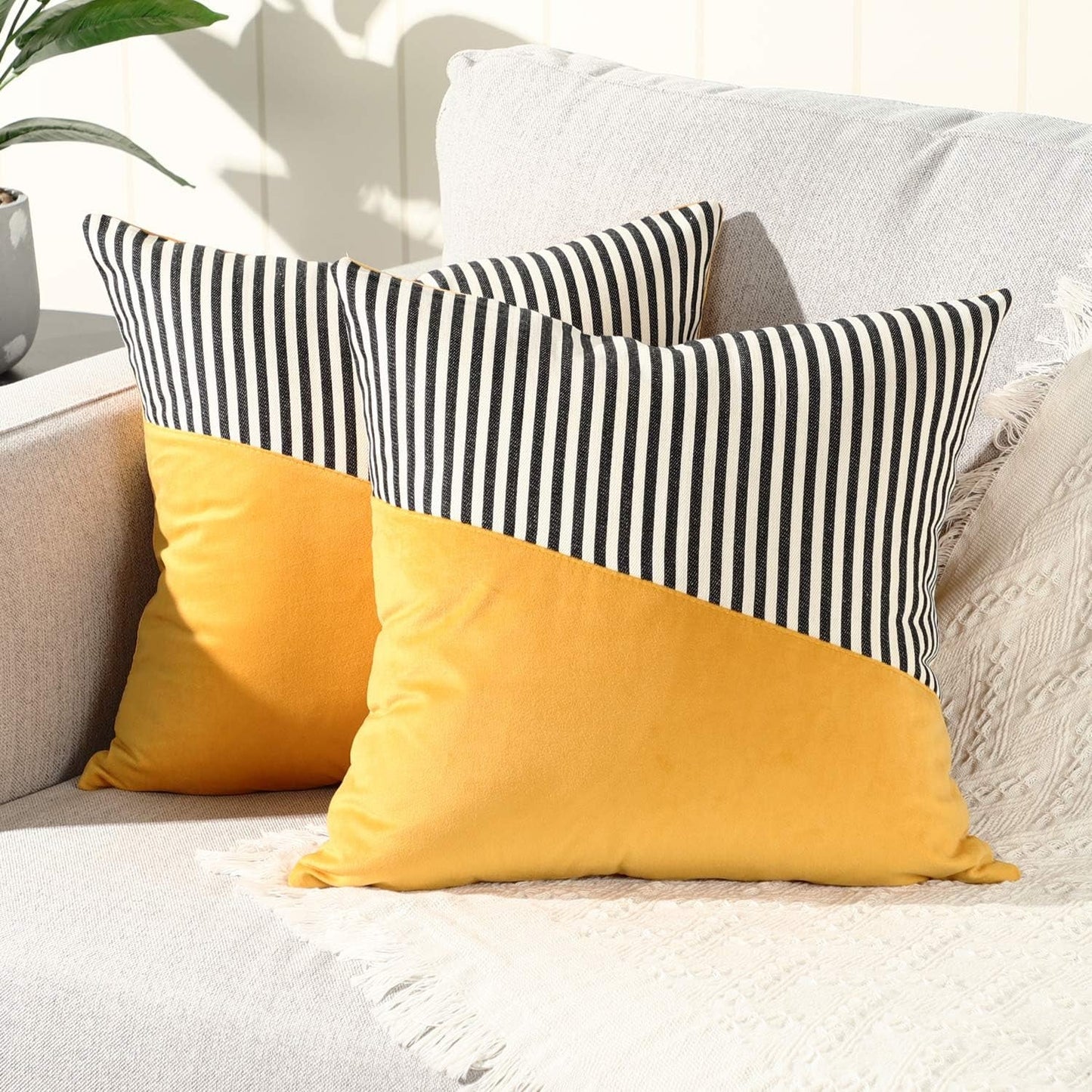 Decorative Pillow Covers Cushion Cases Soft Cotton (22 22 Inch 1 Pair 2 Pc)