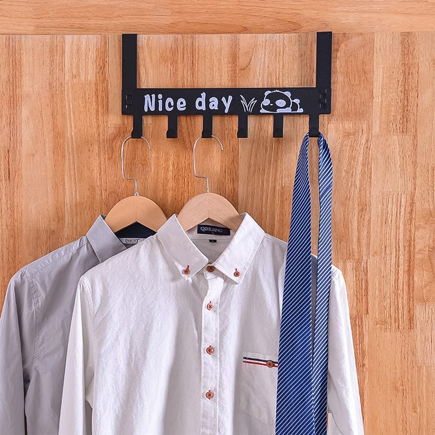 Heavy-duty Carbon Steel Door Hook Hanger Rack (2 Pc 6 Hook Black)