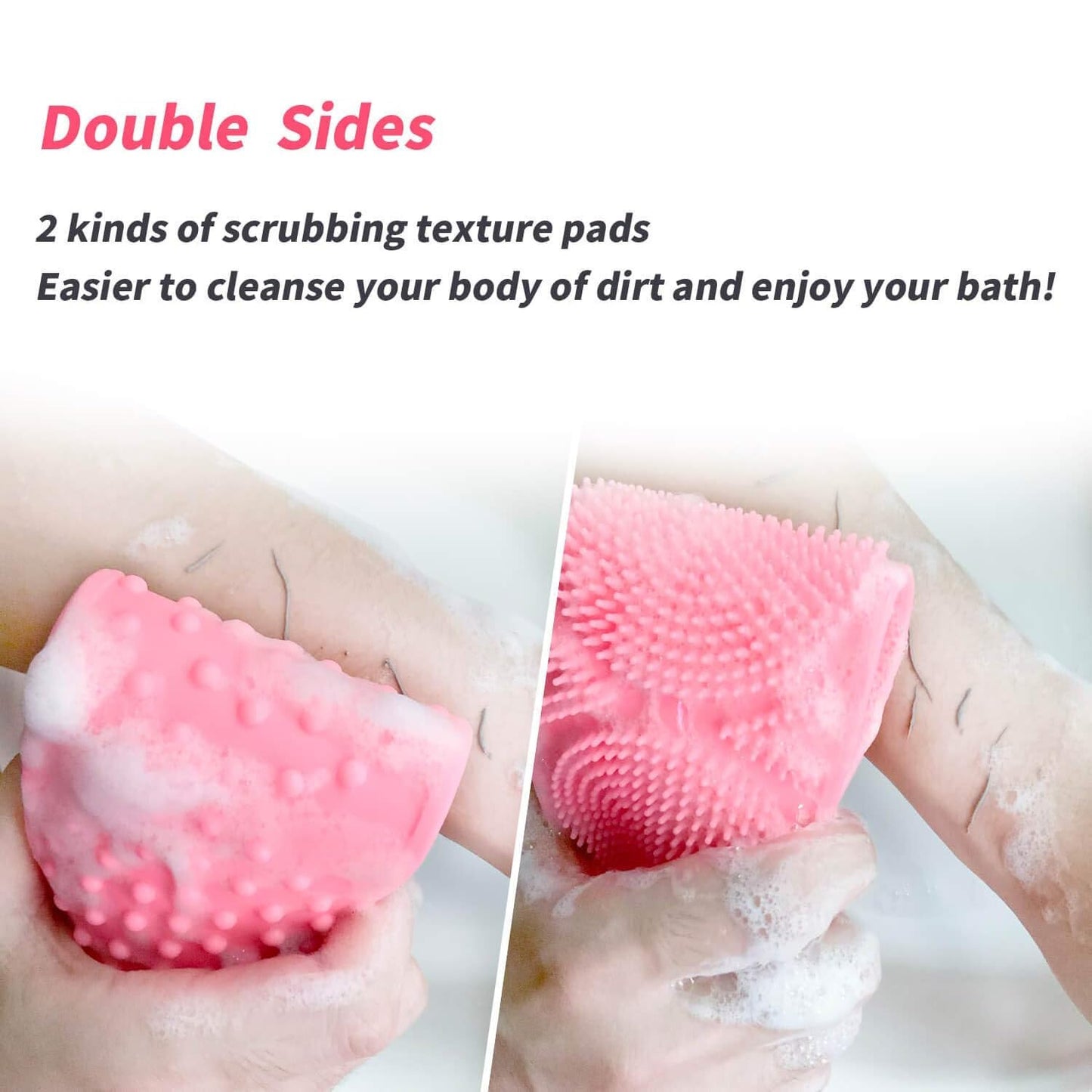 Silicone Body Back Scrubber Double Side Bathing Brush For Skin Deep Cleaning Massage Dead Skin Removal (101 Gm Medium Size 1pc)