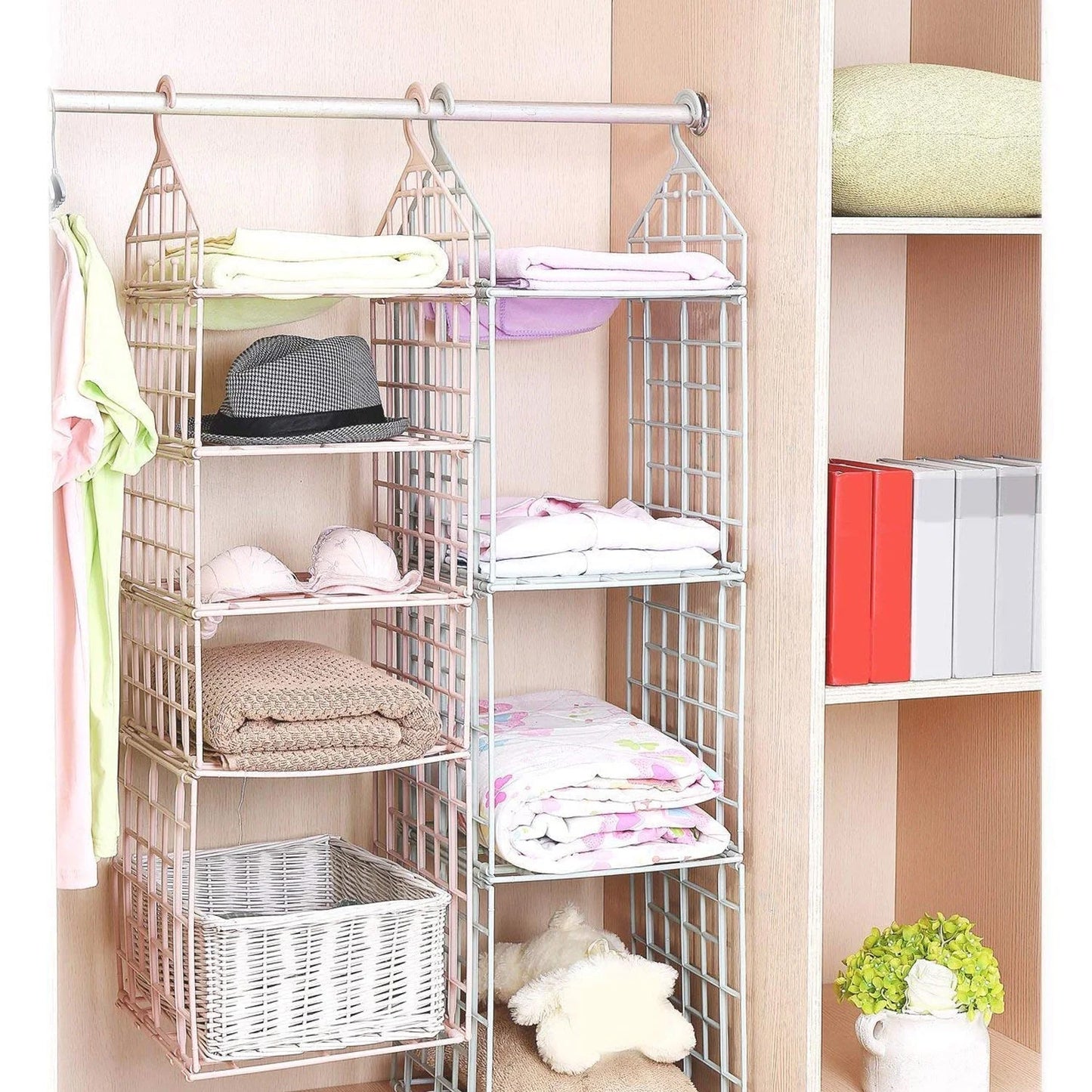 4526 Multipurpose 5 Layer Folding Clothes Storage Rackscloset For Students Wardrobe Shelves Socks Scarf T-shirt Etchanging Organizer Storage Holders Racks