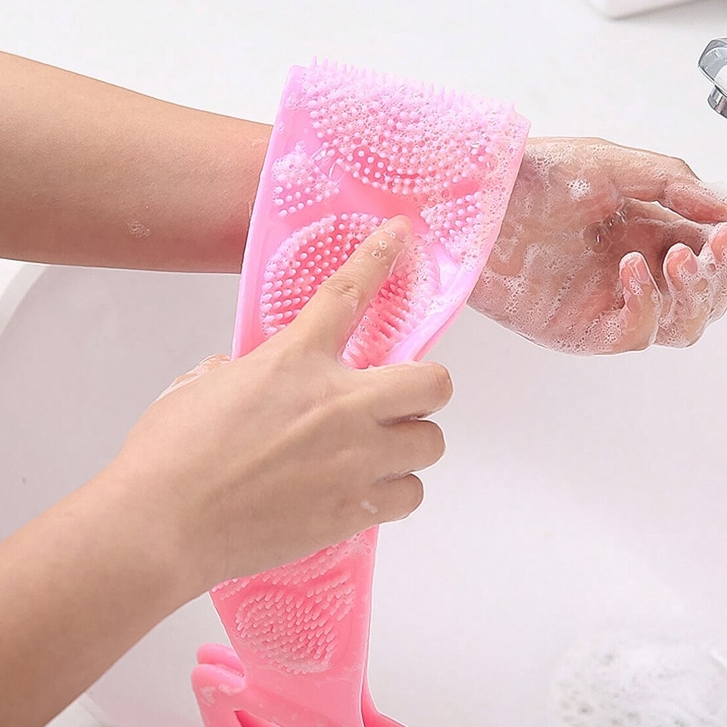 Silicone Body Back Scrubber Double Side Bathing Brush For Skin Deep Cleaning Massage Dead Skin Removal (101 Gm Medium Size 1pc)