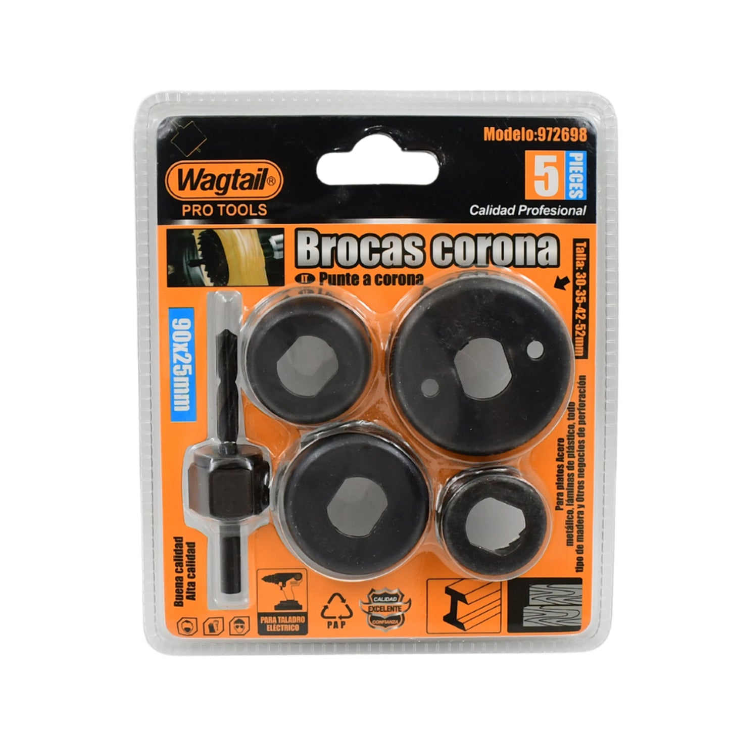 32 38 44 54 Mm Hole Saw Cutter With Mandrel 32-54 Mm (5 Pcs Set)