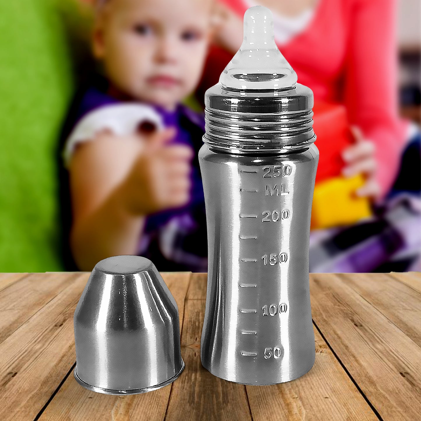 8173 Ganesh Stainless Steel Baby Feeding Bottle Milk Bottle For New Born Infants Toddler Up To 3 Years Bfa Free (250 Ml Approx)