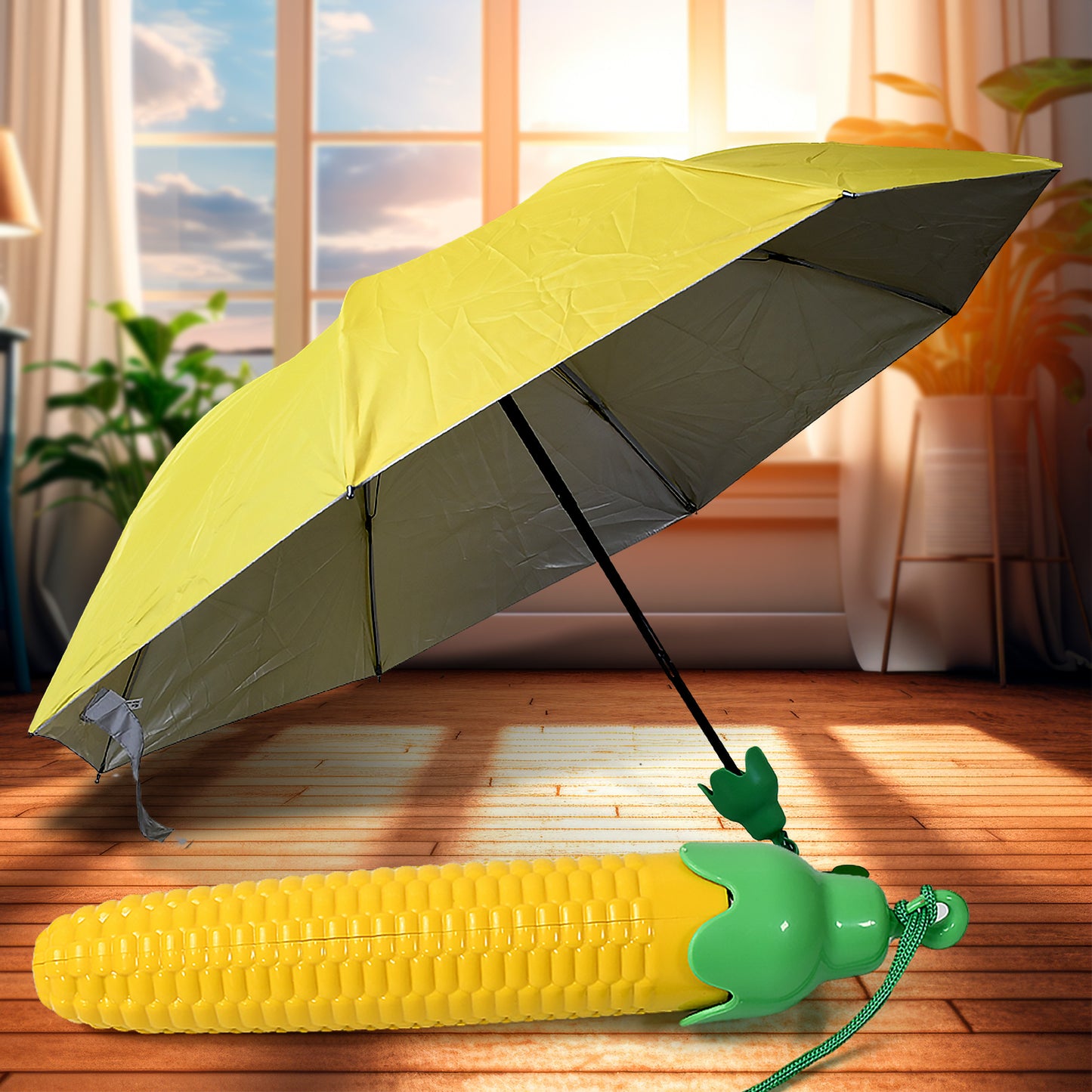 Vegetable Shaped Folding Umbrella Plastic Case Creative Fashion Folding Mini Sun Shade Rain Umbrella Unique Umbrella Sun Uv Protection Cute Design (1 Pc)