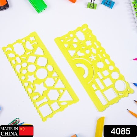 4085 Clear Green Circle Triangle Square Rectangle Template Drawing Ruler Scale Suitable For School Drawing Use ( 2pc )