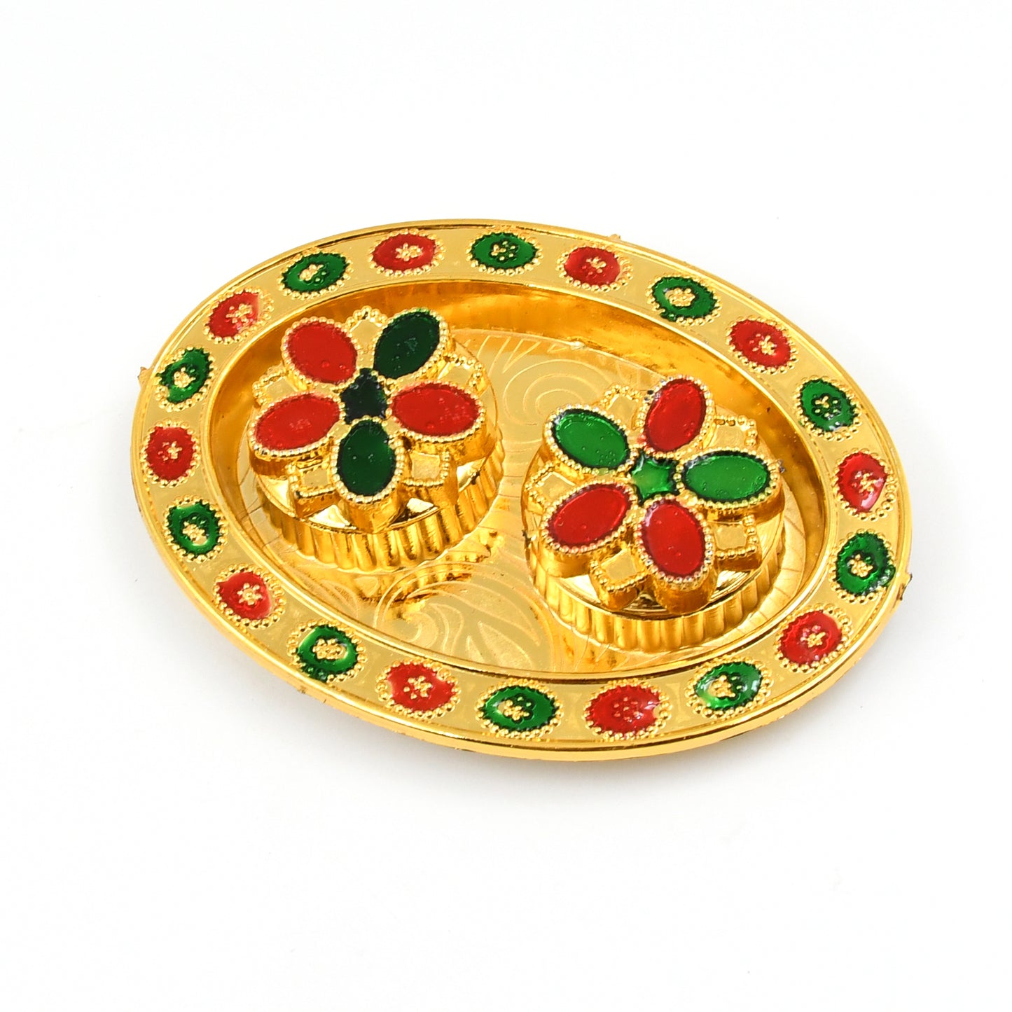 Oval Shape Special Puja Thali (1 Pc Mix Design)