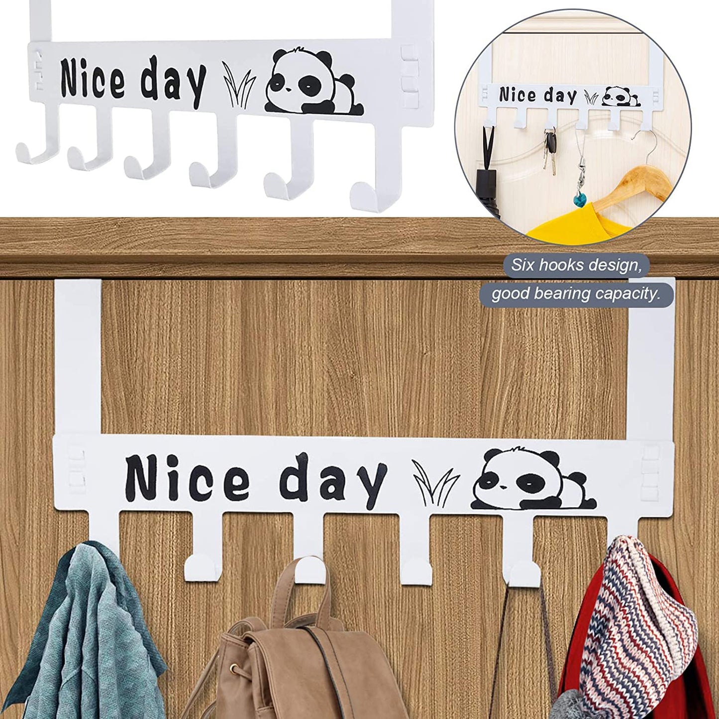 Heavy-duty Carbon Steel Door Hook Hanger Rack (2 Pc 6 Hook White)