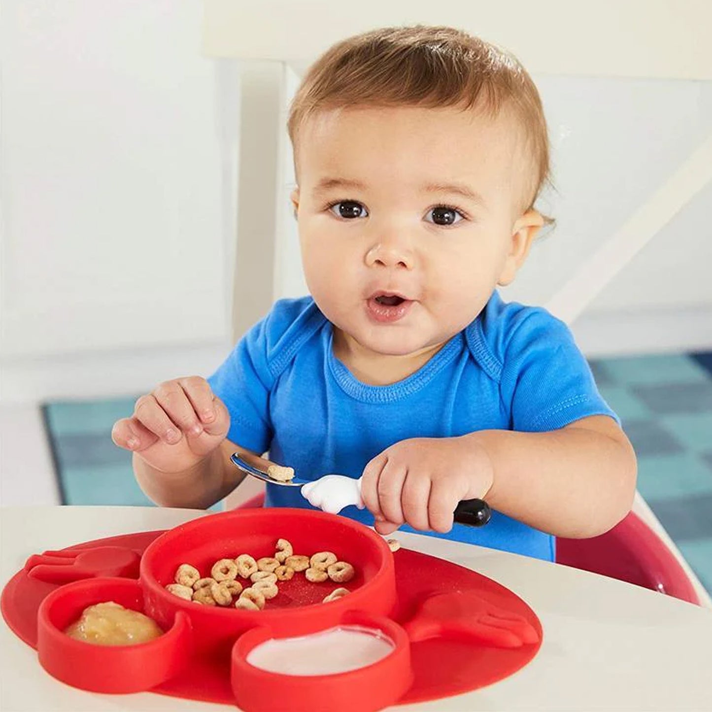 5209 Silicon Micky Plate And 1 Spoon 1 Fork Card Paking ( 1 Pc Product)