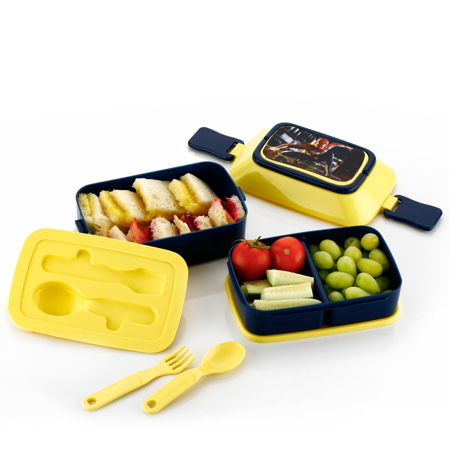 5621 Double Layer Lunch Box Stylish Lid Lunch Box With Fork Spoon Lunch Box For Children School Lunch Box