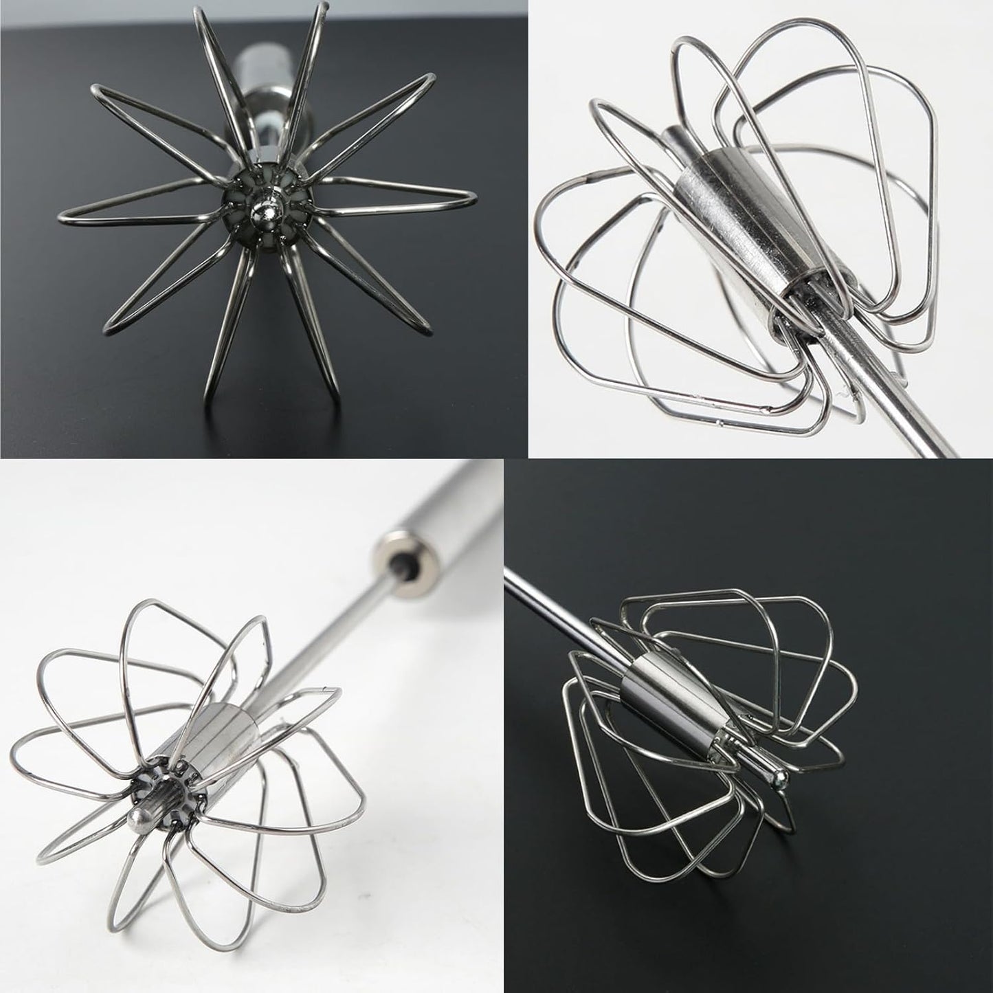 Medium Stainless Steel Egg Whisk Hand Push Rotary Whisk Blender (1 Pc 30 Cm)