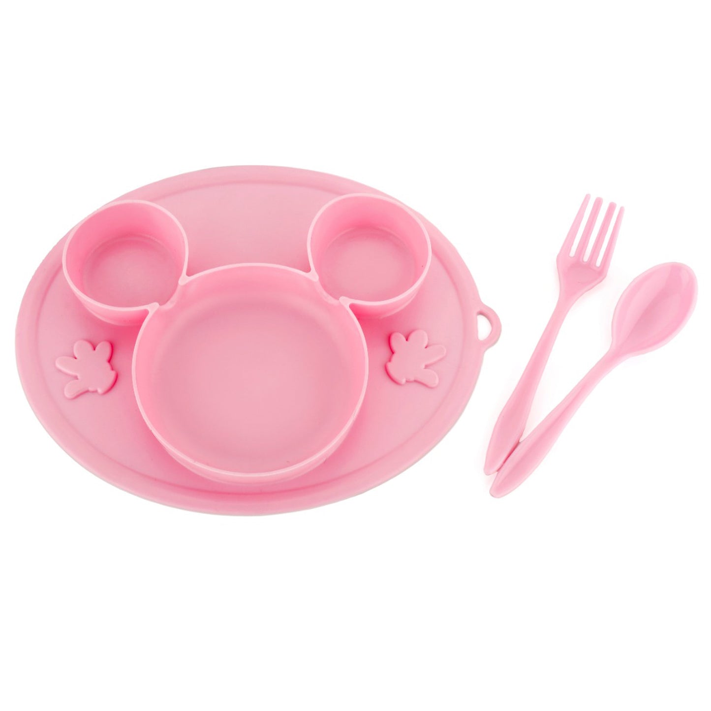 5209 Silicon Micky Plate And 1 Spoon 1 Fork Card Paking ( 1 Pc Product)