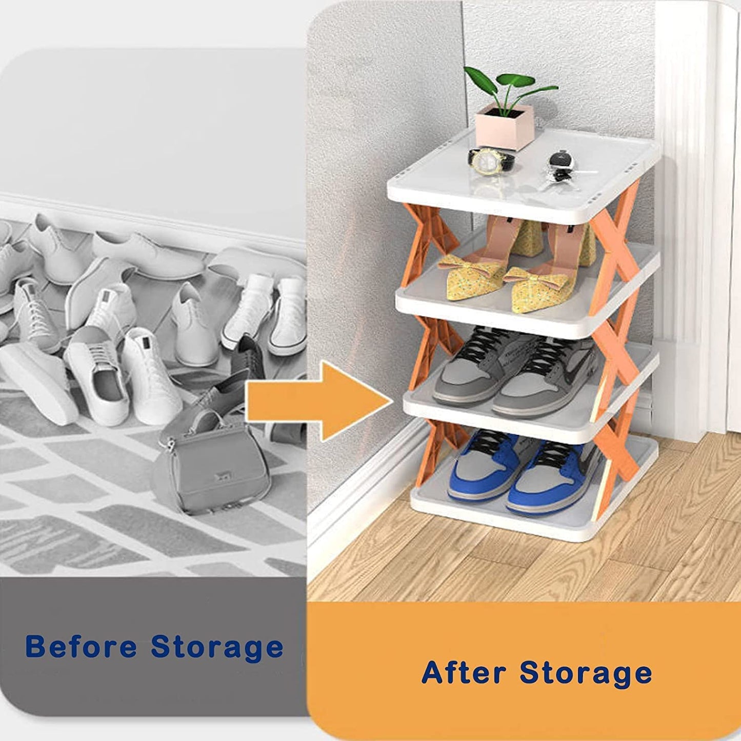 9065 5 Tier Shoes Stand Shoe Tower Rack Suit For Small Spaces Closet Small Entryway Easy Assembly And Stable In Structure Corner Storage Cabinet For Saving Space