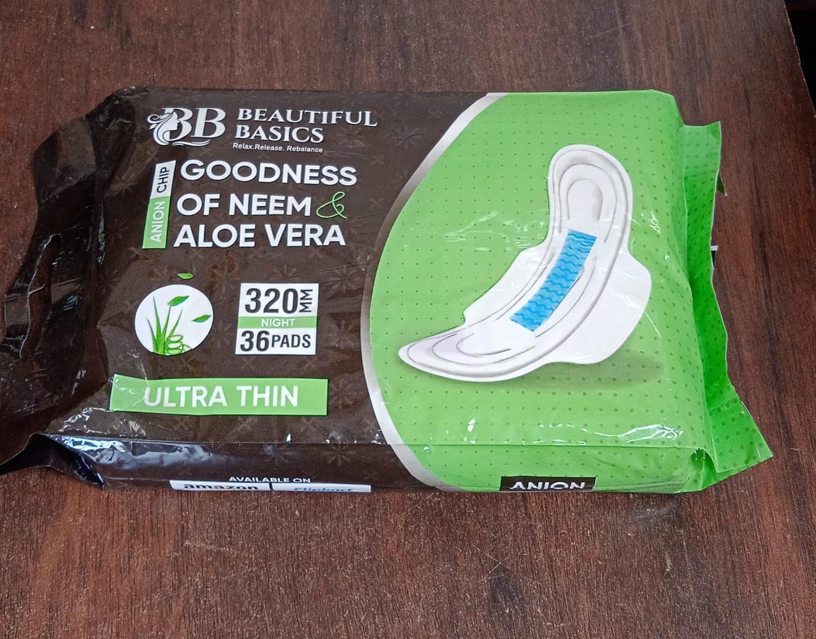 0982 Sanitary Pads For Women With Goodness Of Neem Aloe Vera Ultra Thin Leakage Protection Ph Balance With Antibacterial Anion Chip 5x More Absorbance (320 Mm 36 Pads)
