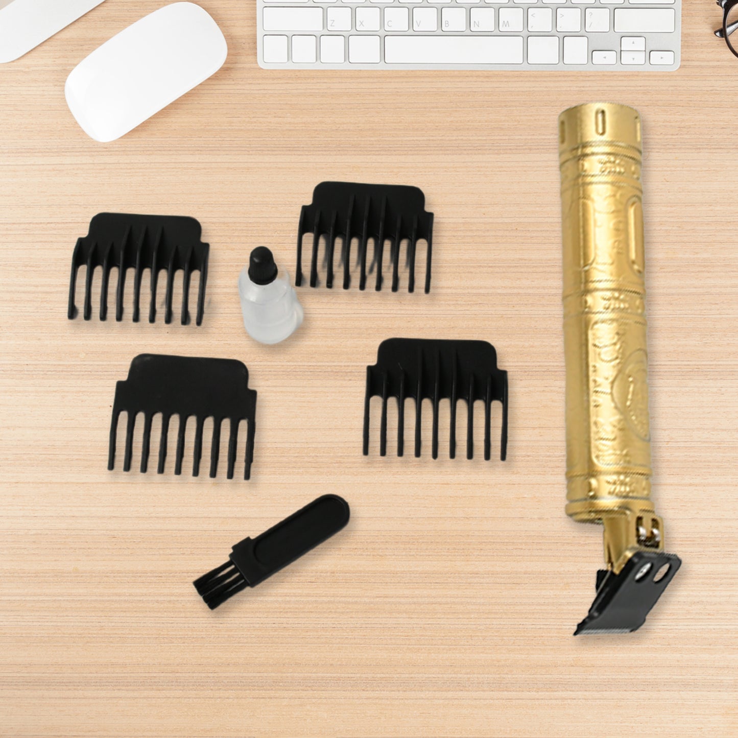12839 Plastic Body Hair Trimmer For Men Hairstyle Trimmer Professional Hair Clipper Electric Shaving Machine Dry Shaving For Men - Hair Shaving And Trimming Beard With 4 Adjustable Blade Clipper Oil Cleaning Brush