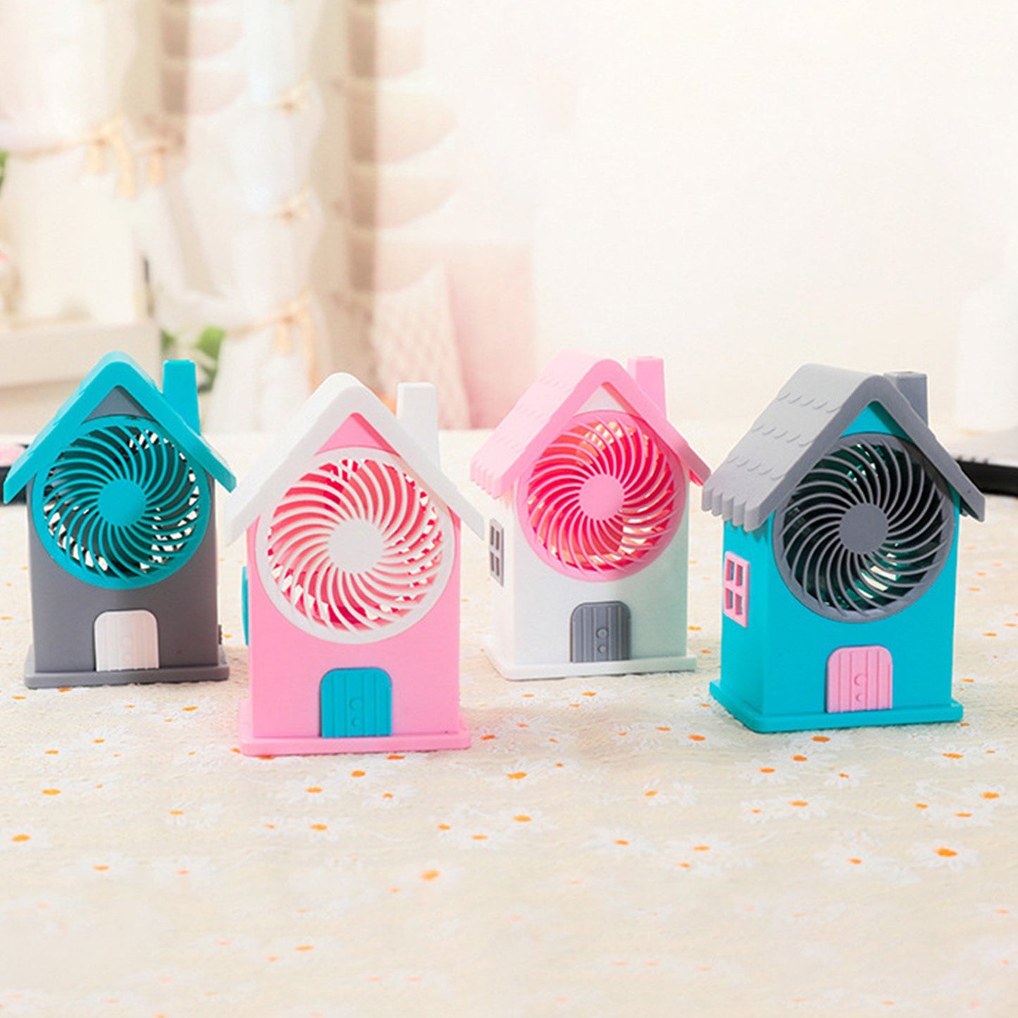 4799 Mini House Fan House Design Rechargeable Portable Personal Desk Fan For Home Office Kids Use (Battery Not Include)