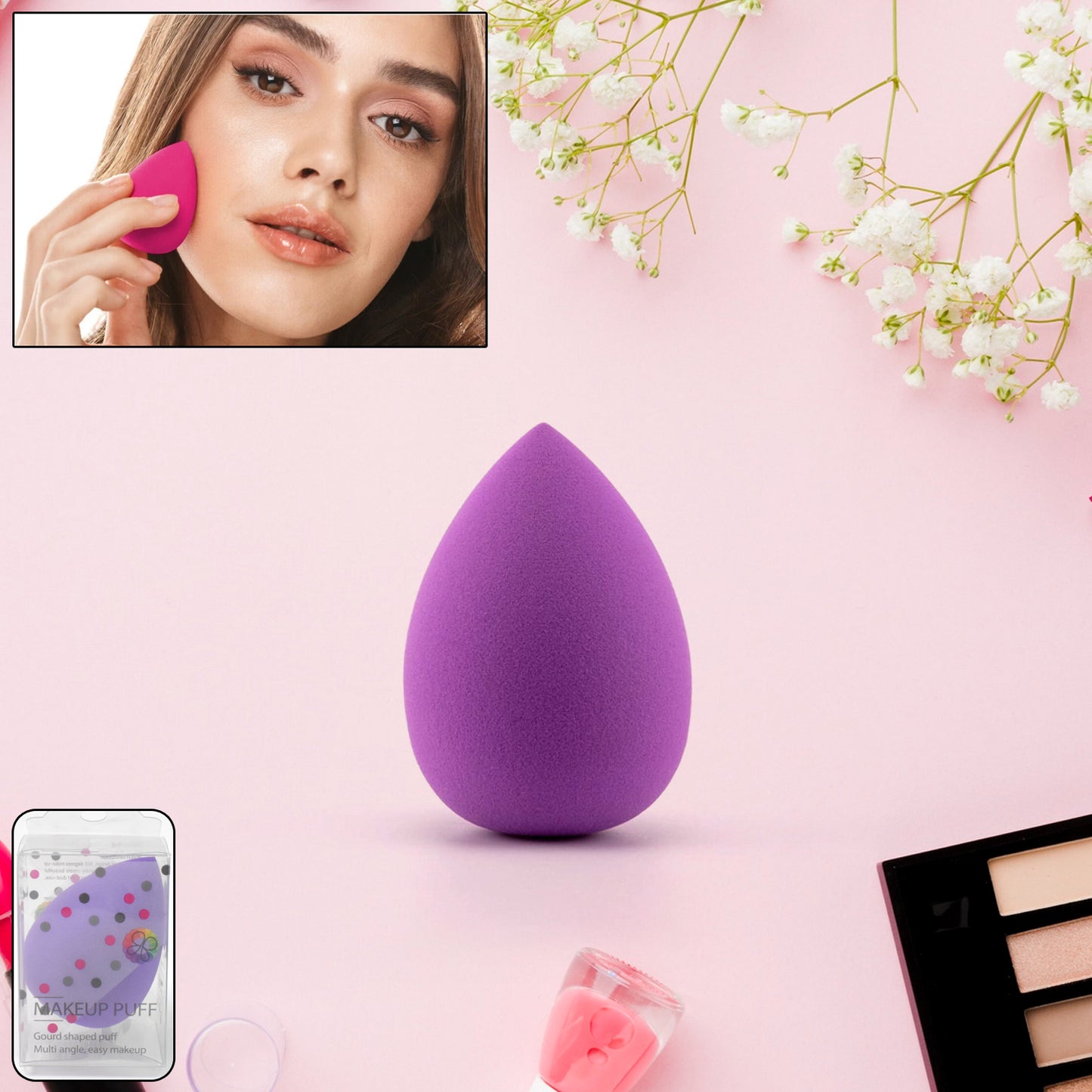 Makeup Sponge For Blending Liquid Foundations Powders And Creams (Multicolor 1 Pc)