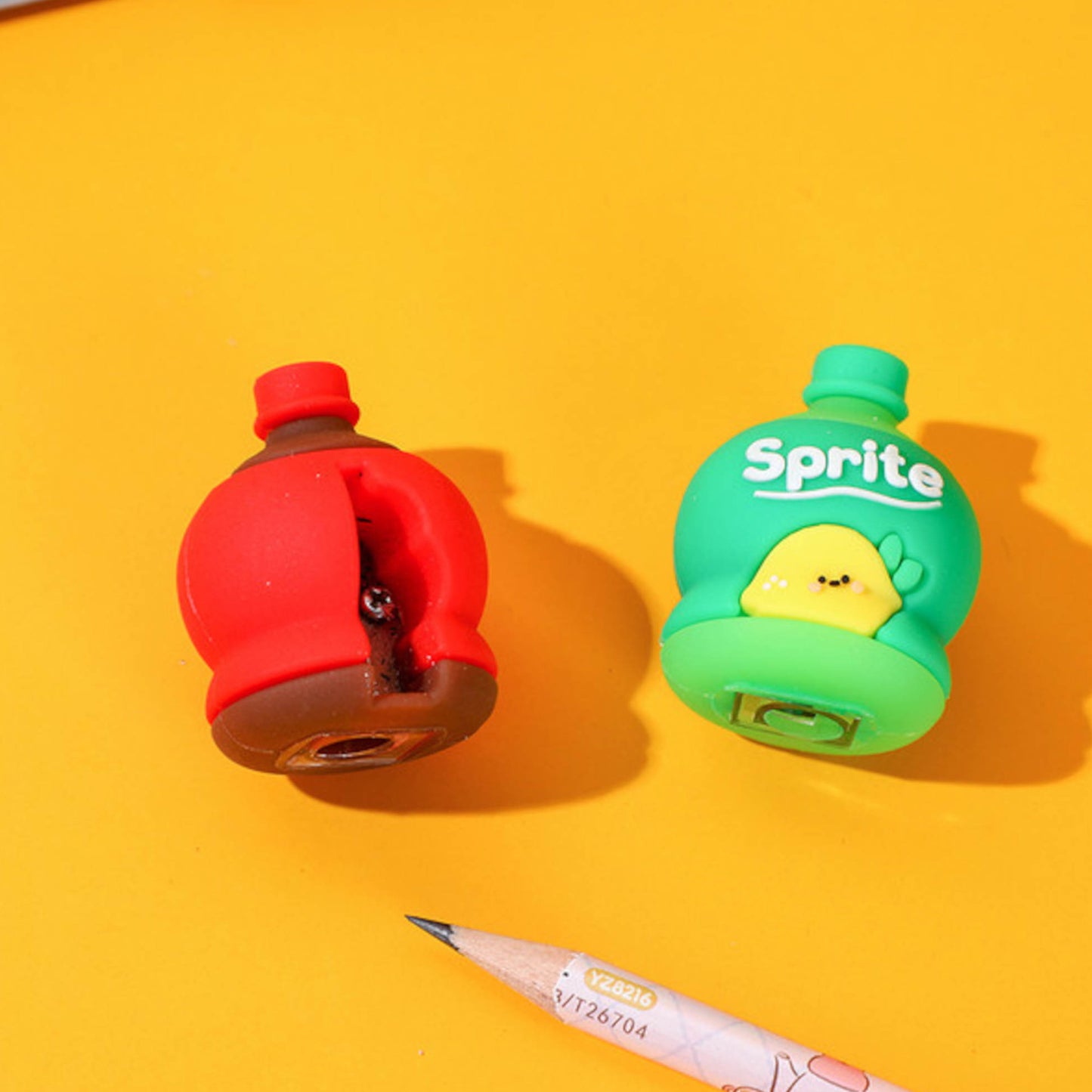 2-in-1 3d Cold Drink Bottle Shape Rubber Pencil Sharpener And Eraser Set Stationery For Kids School Boys Girls Birthday Return Gifts (24 Pcs Set 1 Pc )