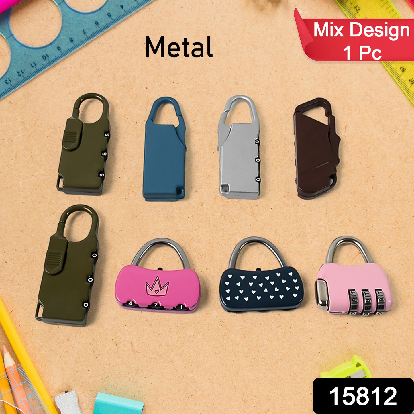 3 Digit Metal Combination Number Lock (1 Pc Mix Design Color)