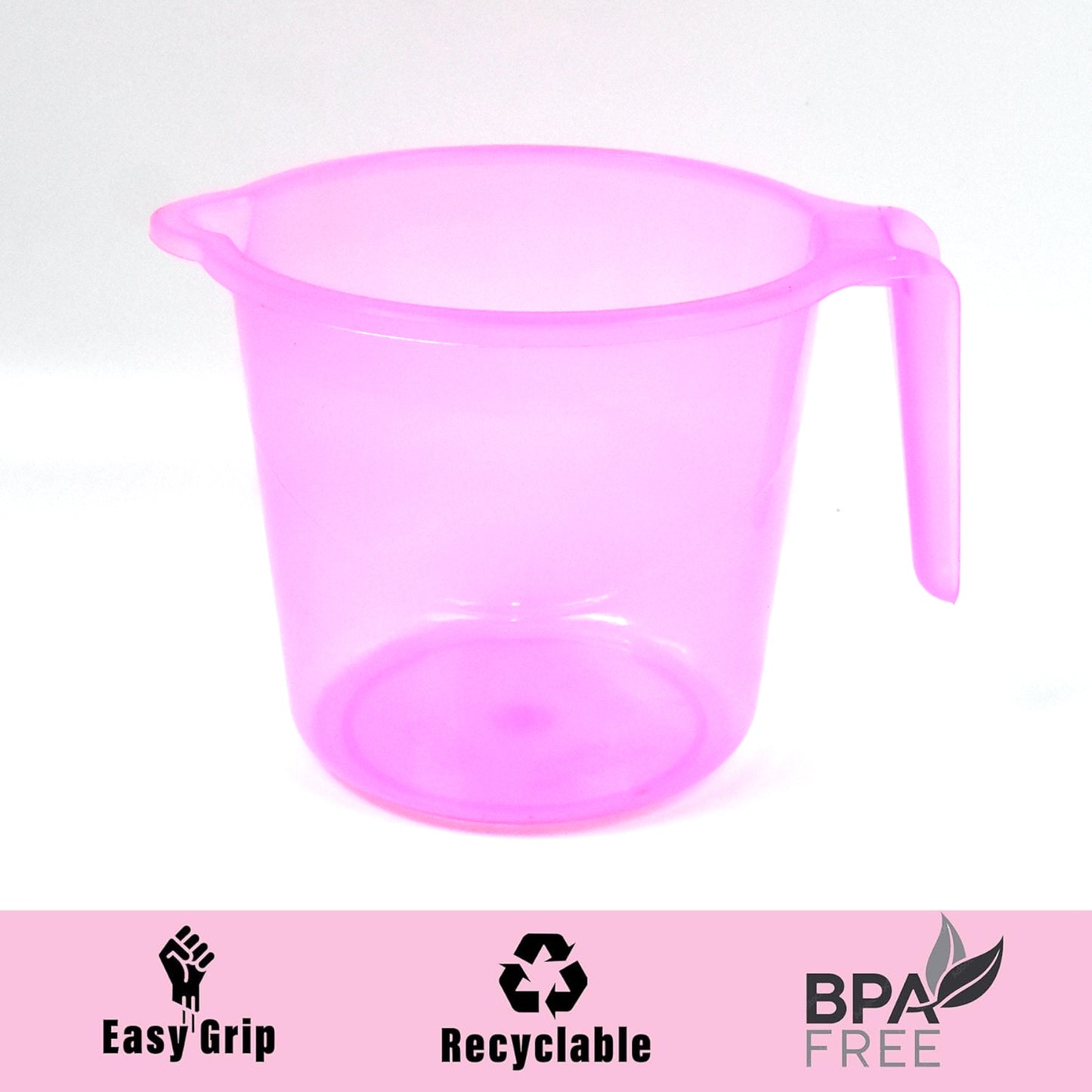 Plastic Round Transparent Bath Water Mug (1 Pc 1200 Ml Mix Color)
