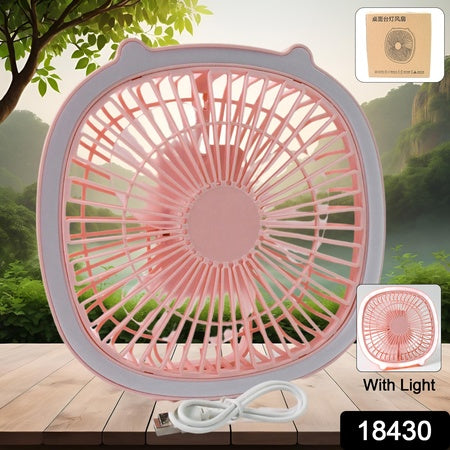 Usb Portable Mini Desk Fan With Light Color Box (1 Pc)