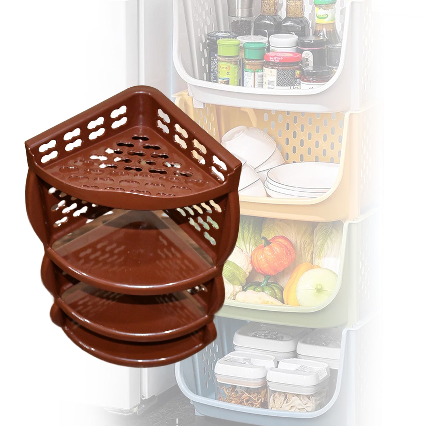 3639 Multi Purpose Plastic Corner Rack A Stylish Storage Shelf For Kitchen Living Room Bathroom (1 Pc 3 Layer )