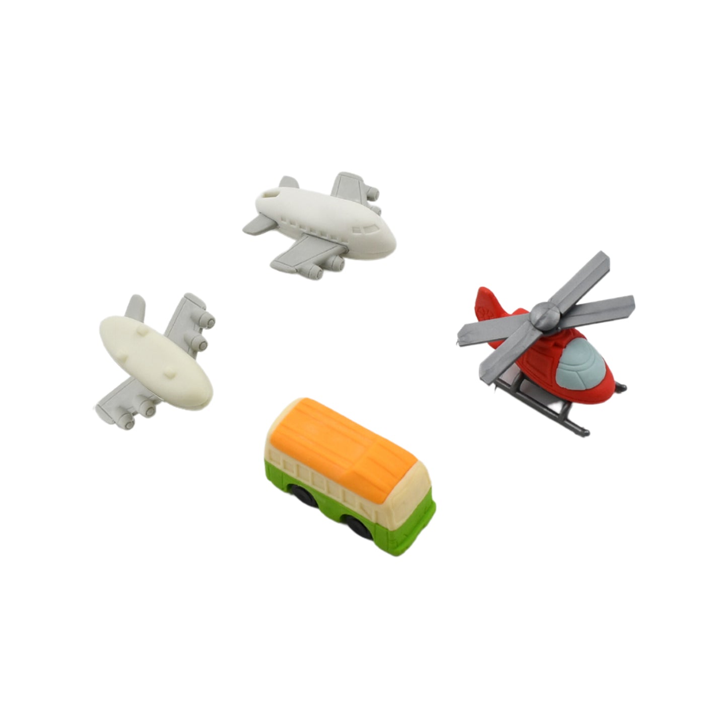 4567 Vehicle Pattern Eraser School Stationery Use Eraser (4 Pc Set)
