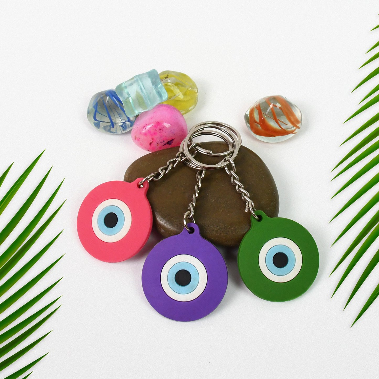 Evil Eye Rubber Silicone Keychain (1 Pc Mix Color)