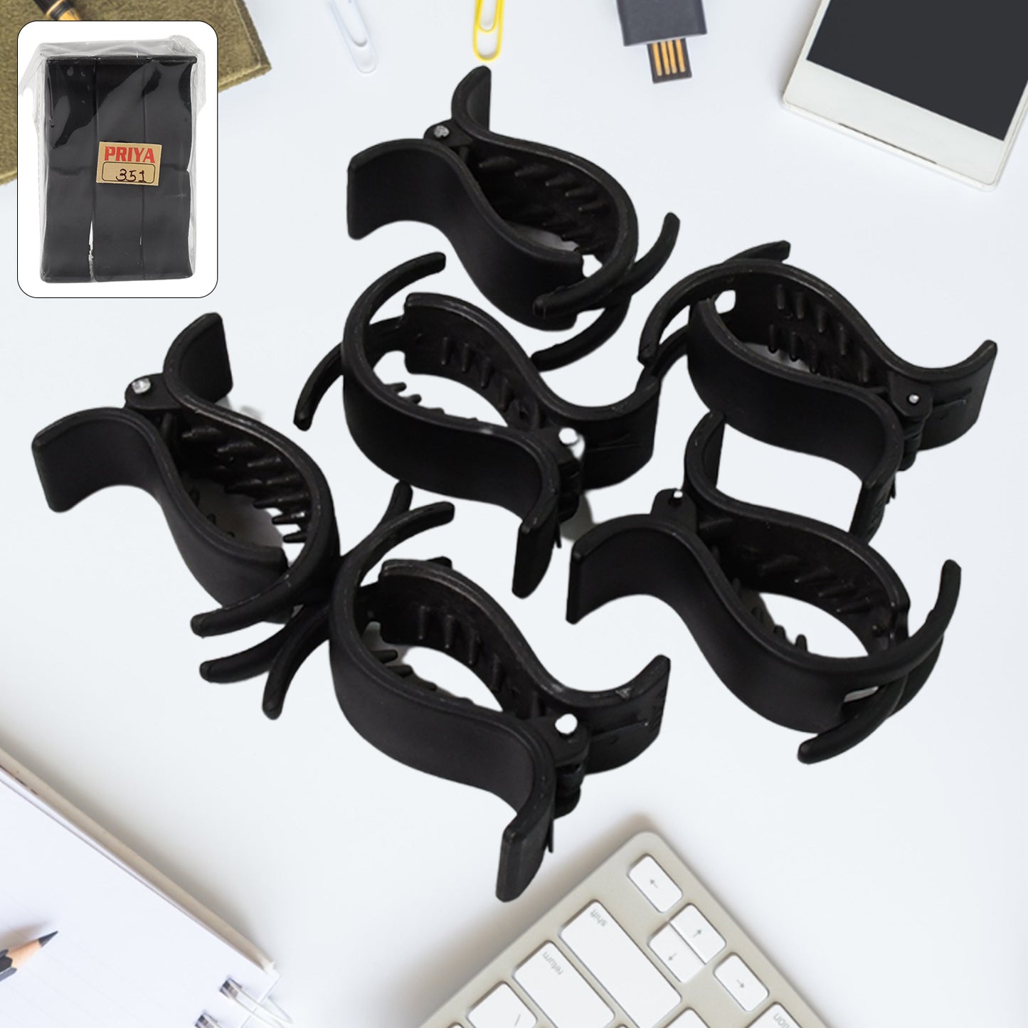 Big Hair Clips For Girls Kids Hair Accessories (6 Pcs Set Black)