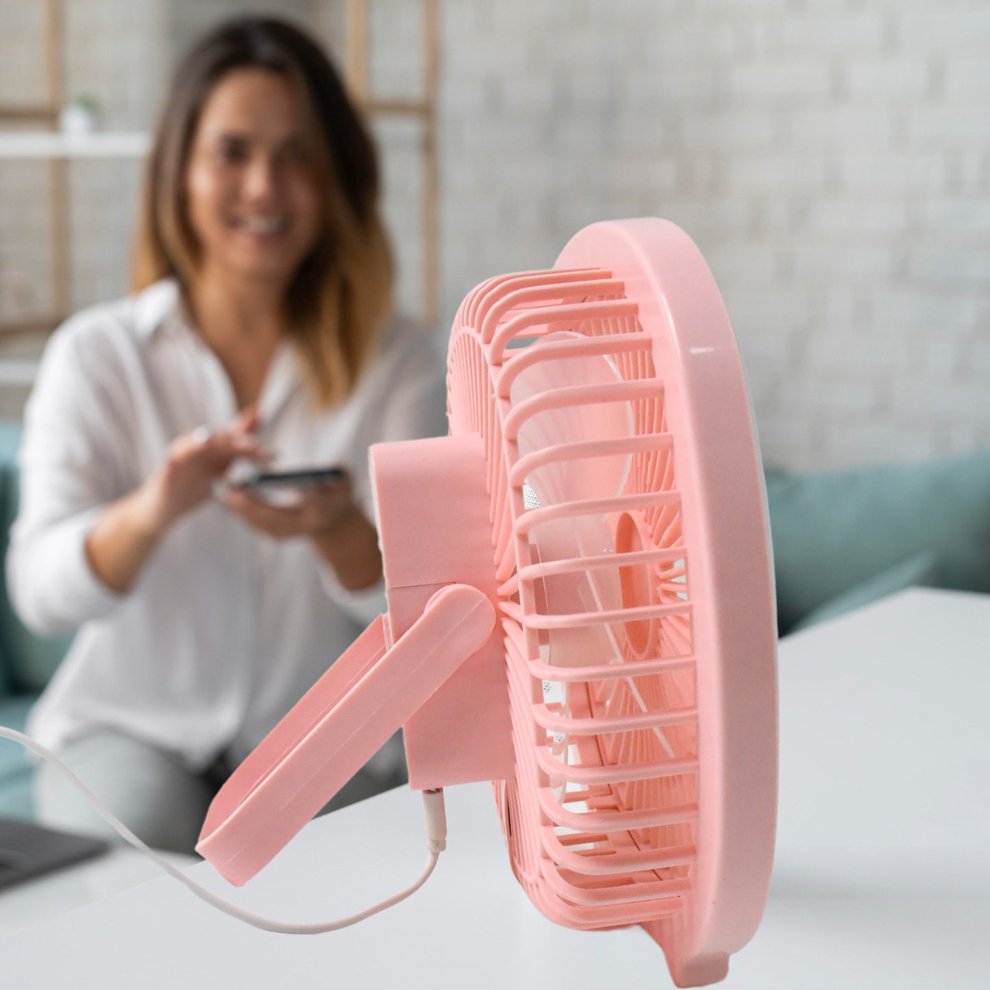 Usb Portable Mini Desk Fan With Light Color Box (1 Pc)