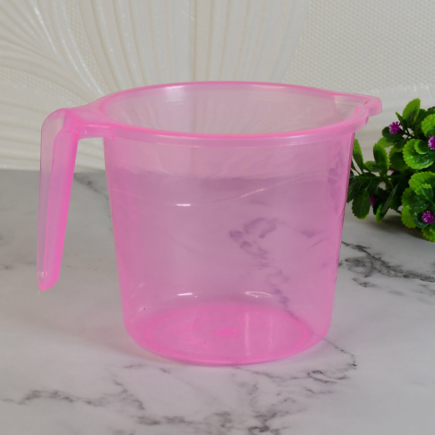 Plastic Round Transparent Bath Water Mug (1 Pc 1200 Ml Mix Color)