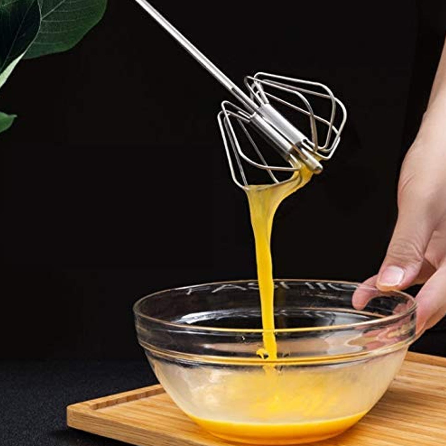 Medium Stainless Steel Egg Whisk Hand Push Rotary Whisk Blender (1 Pc 30 Cm)