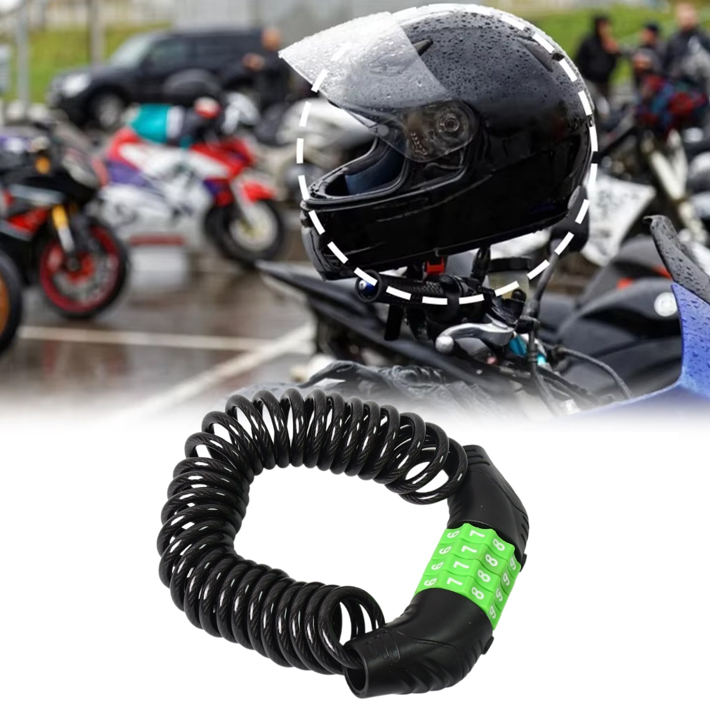 Spiral Cable Lock 4-digit Combination Code Bicycle Security Lock (1 Pc)