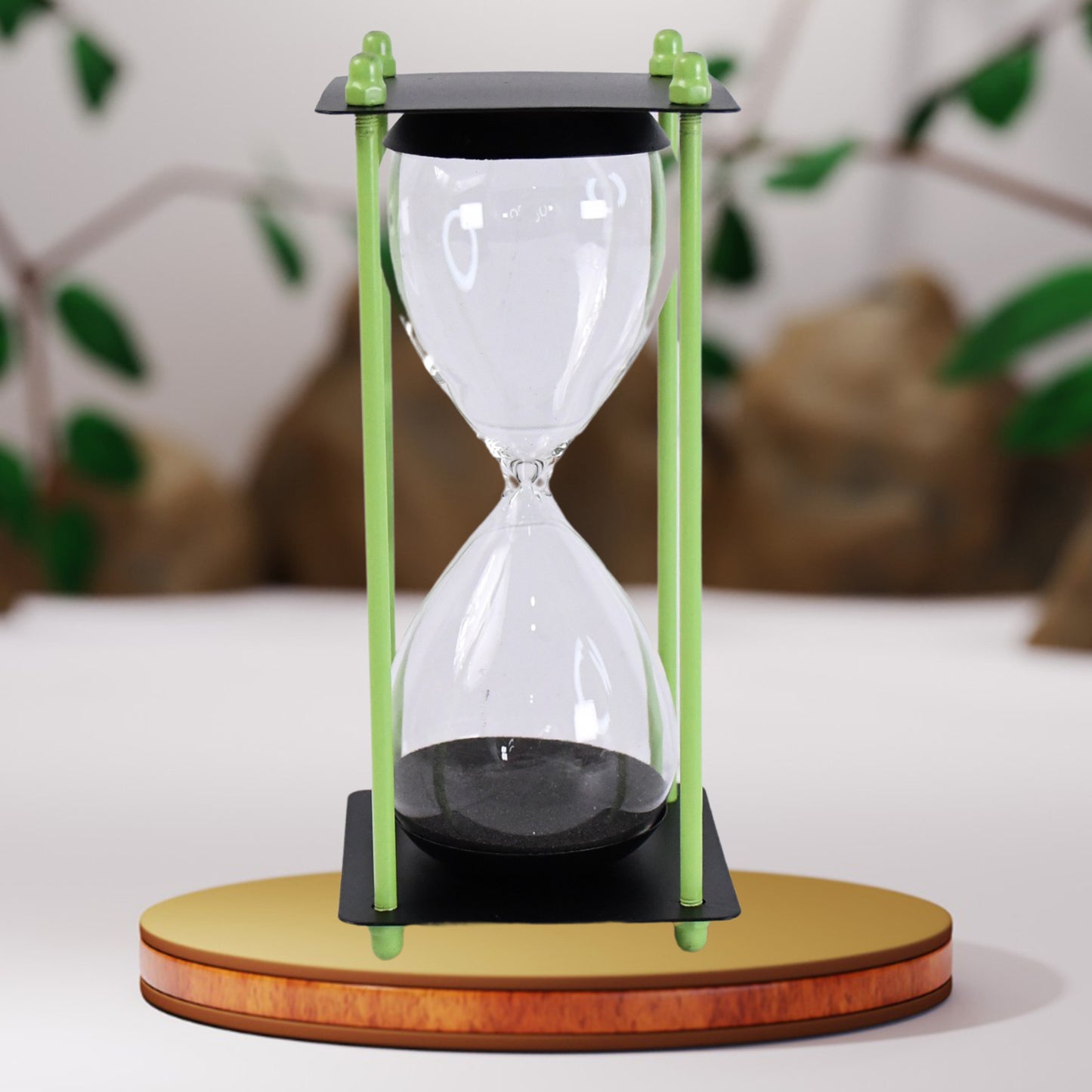 Glass Stainless Steel Decorative Sand Timer 19 Cm (1 Pc)
