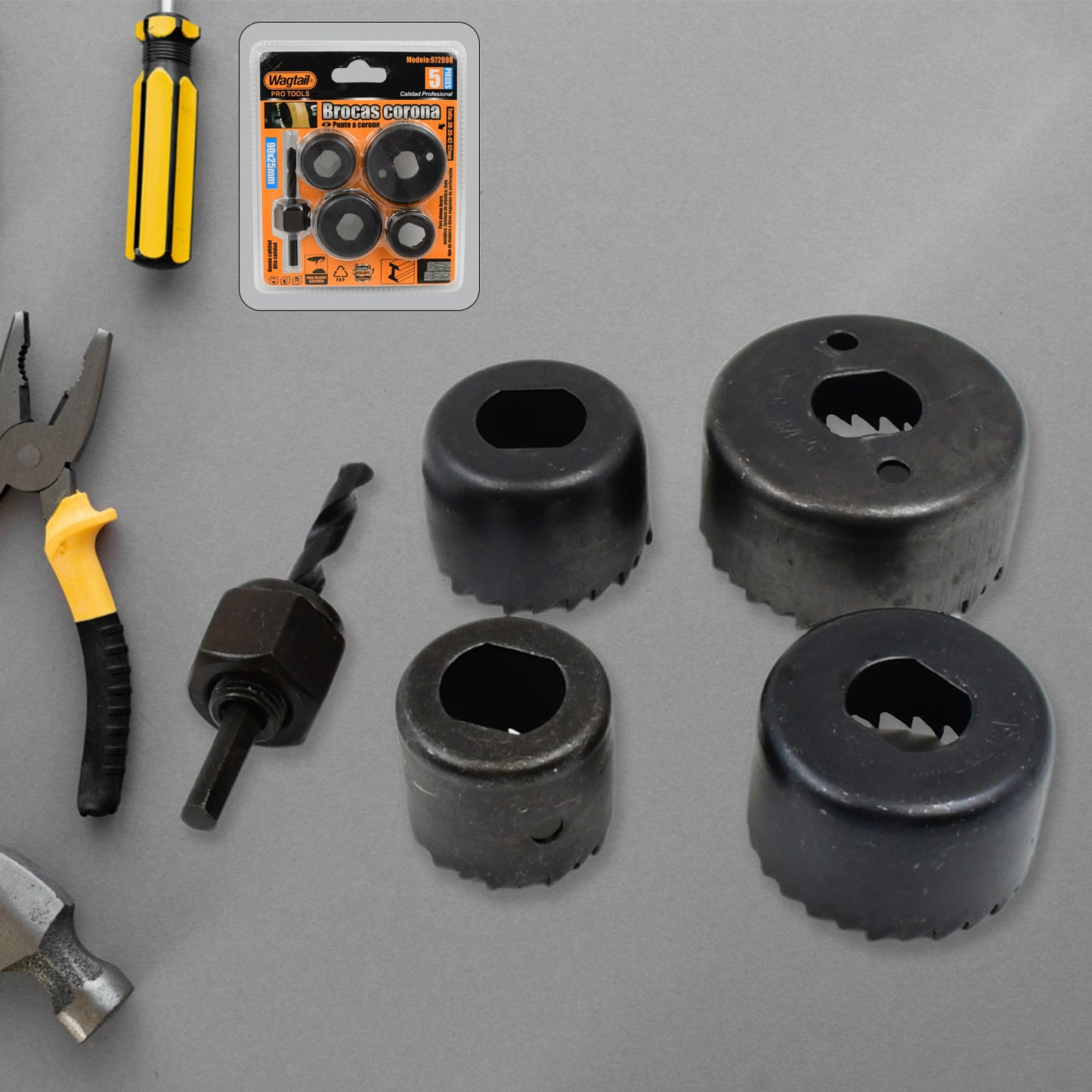 32 38 44 54 Mm Hole Saw Cutter With Mandrel 32-54 Mm (5 Pcs Set)