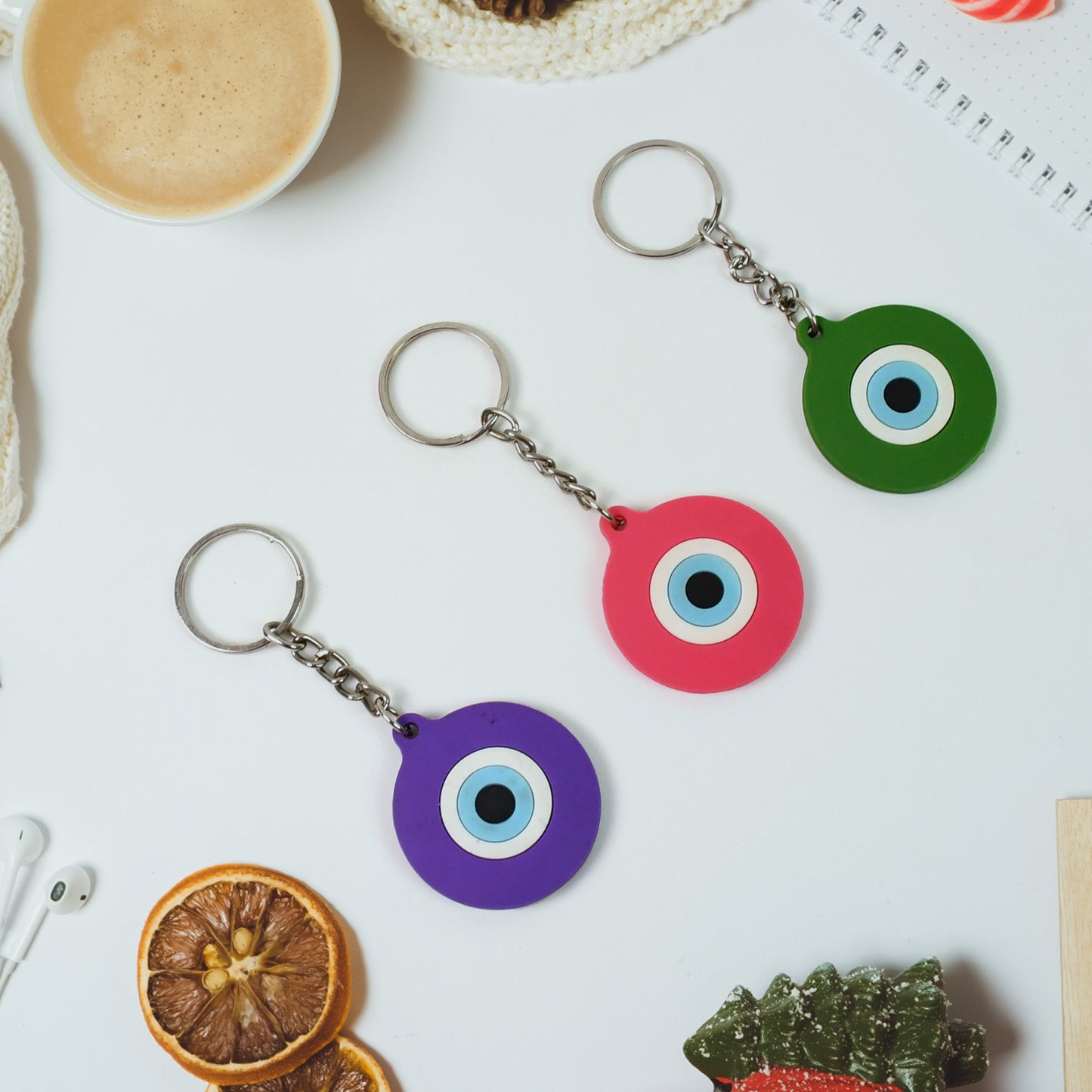Evil Eye Rubber Silicone Keychain (1 Pc Mix Color)