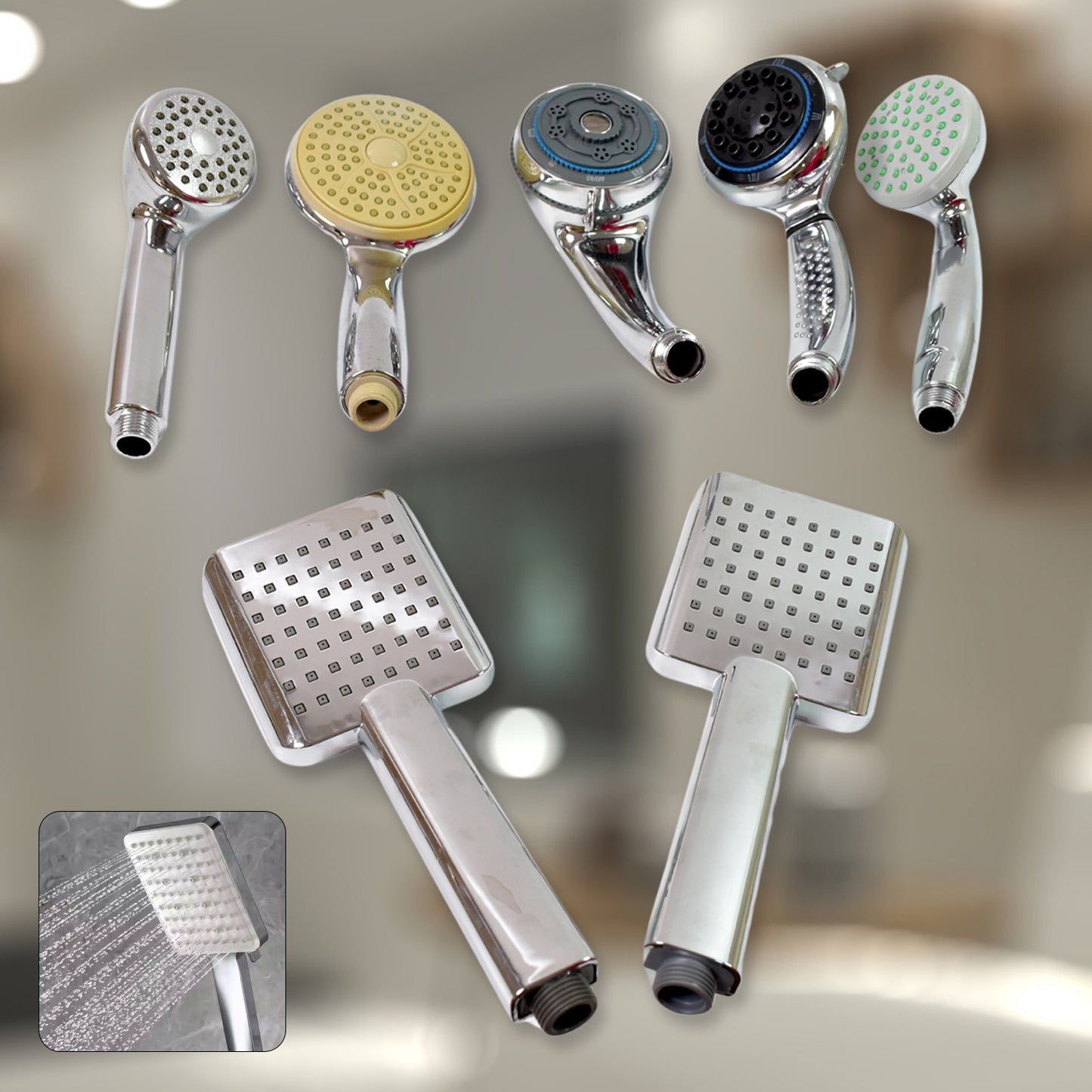 Plastic High Pressure Handheld Shower Head (1 Pc Mix Design Size)