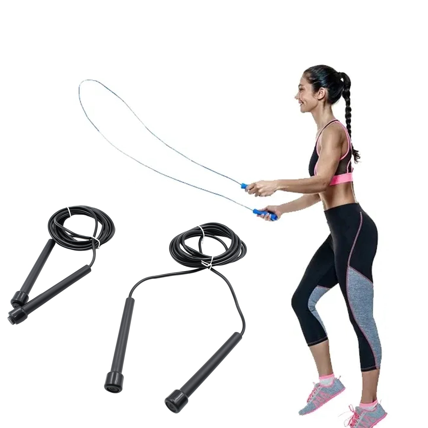 050 Speed Skipping Rope Jump Rope With Pvc Handle Sports Skipping Rope Jump Rope For Weight Loss Fitness Sports Exercise Workout For Men Women Boys Girls 3mtr.
