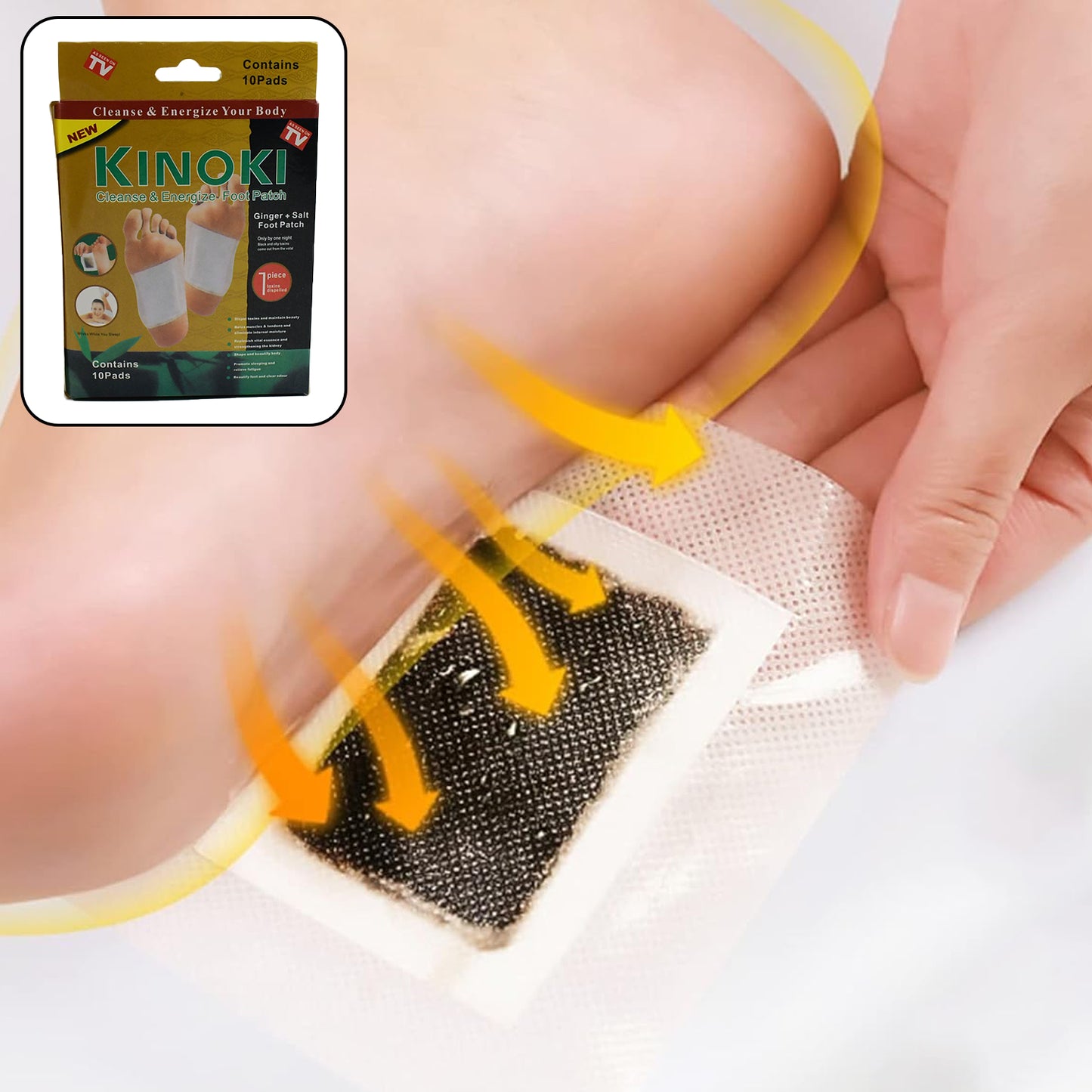 644 Kinoki Cleansing Detox Foot Pads Ginger Salt Foot Patch -10pcs (Free Size White)